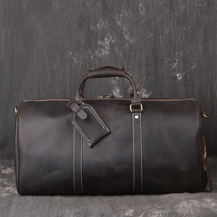 Women's & Men's Layer Cowhide Portable Crazy Horse Leather Large Travel Bags