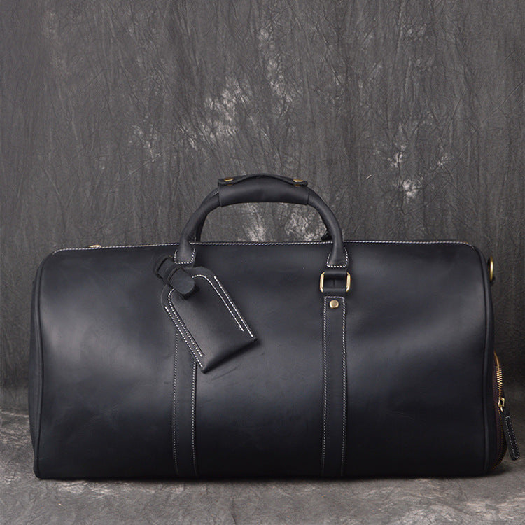 Women's & Men's Layer Cowhide Portable Crazy Horse Leather Large Travel Bags