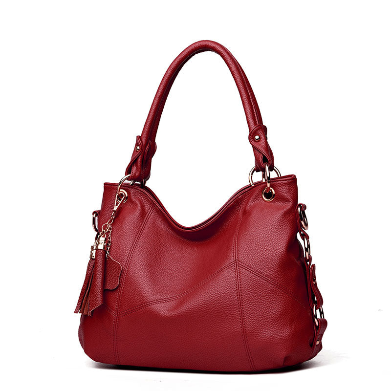Women's Hand-held Soft Leather Tassel Big Handbags
