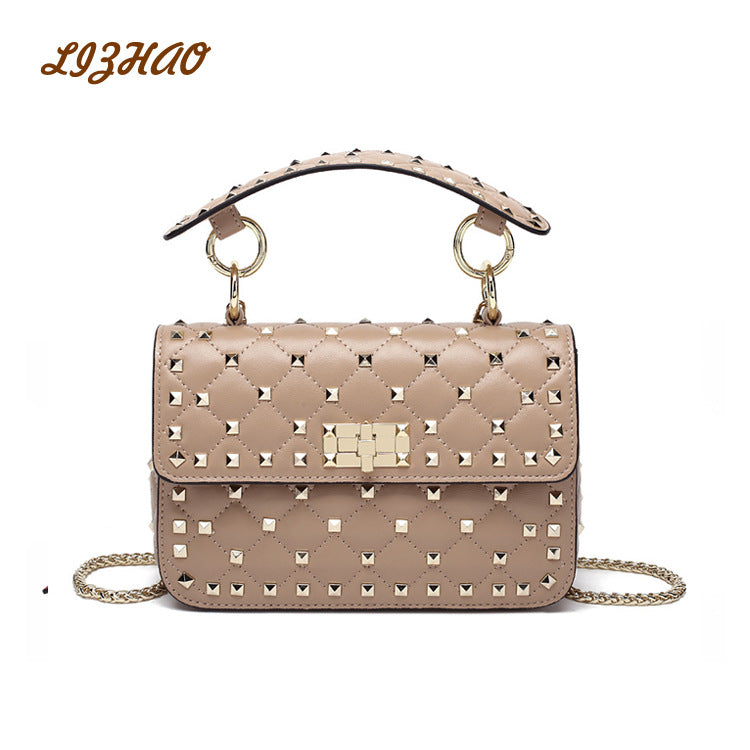Unique Women's Genuine Leather Rivet Portable Shoulder Bags