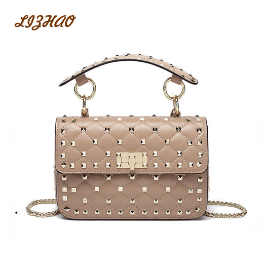 Unique Women's Genuine Leather Rivet Portable Shoulder Bags