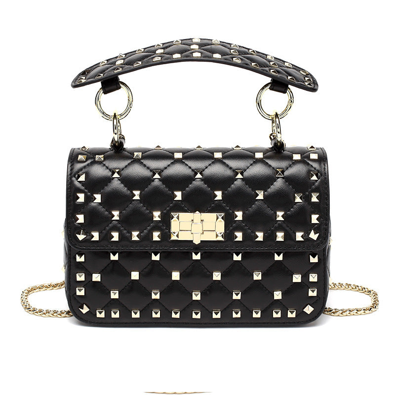Unique Women's Genuine Leather Rivet Portable Shoulder Bags