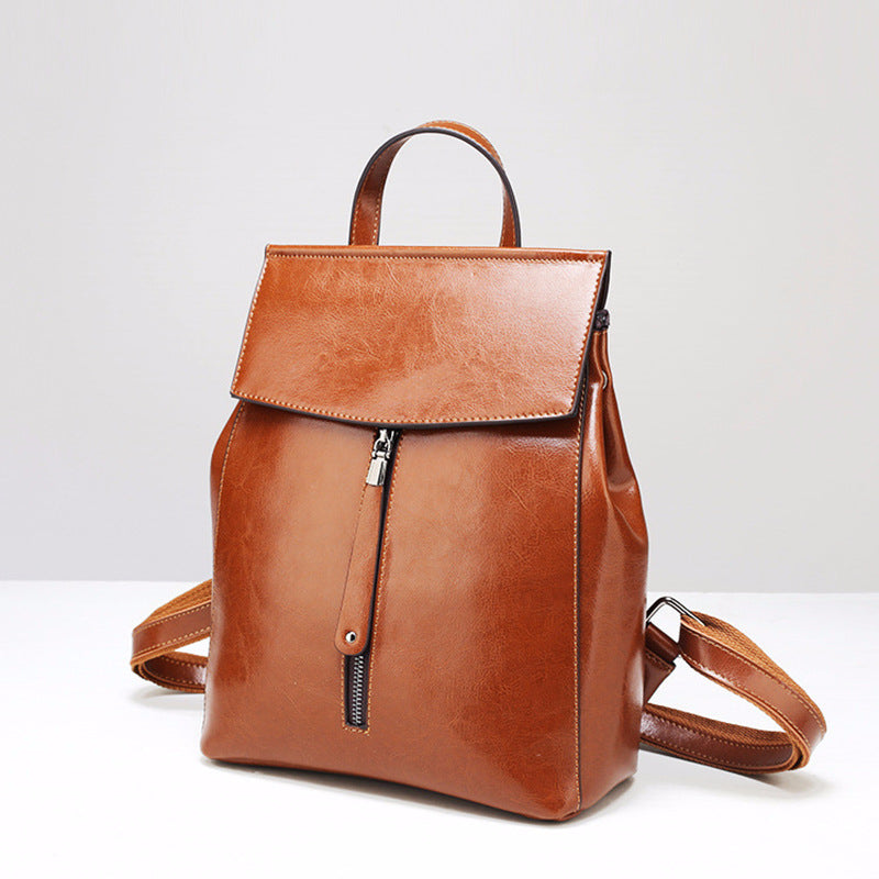 Women's Fashion Genuine Leather Retro Oil Wax Backpacks