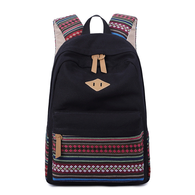 Slouchy Female Ethnic Style Canvas Leisure Backpacks