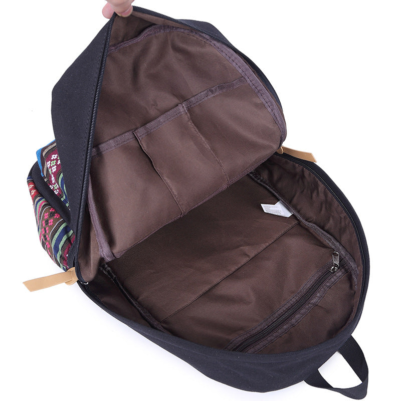 Slouchy Female Ethnic Style Canvas Leisure Backpacks