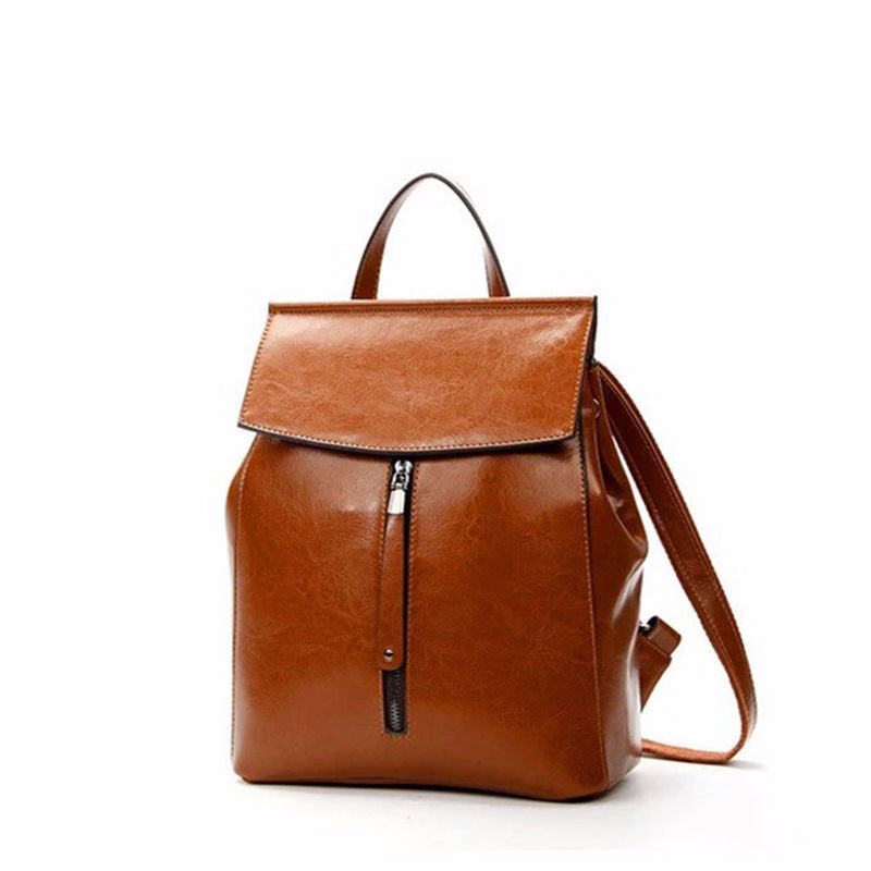 Women's Fashion Genuine Leather Retro Oil Wax Backpacks