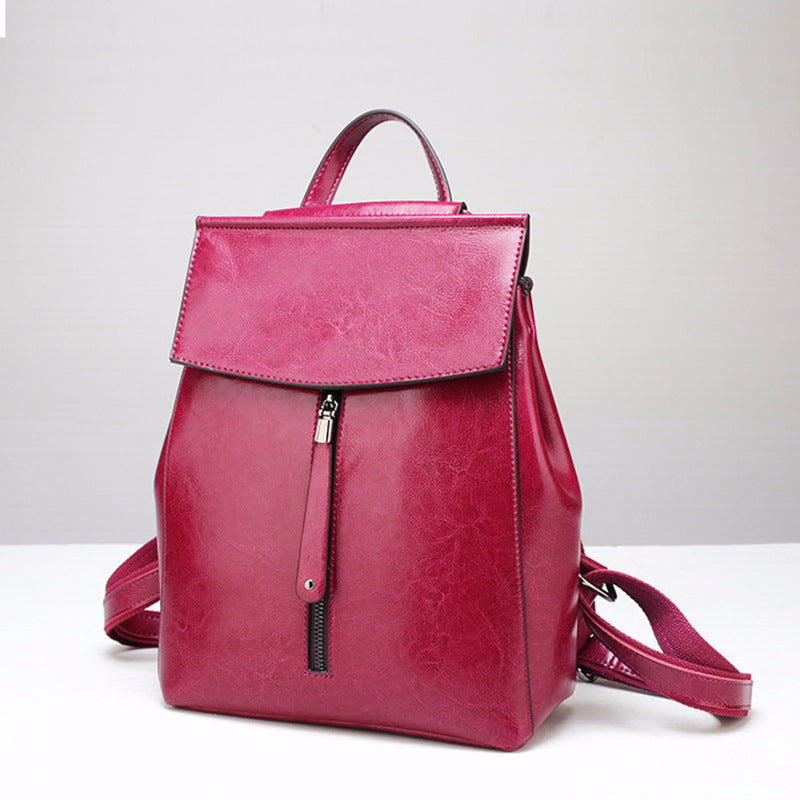 Women's Fashion Genuine Leather Retro Oil Wax Backpacks