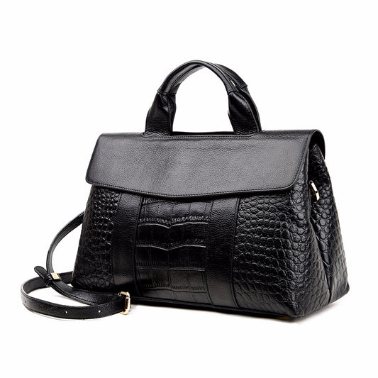 Women's Genuine Leather Alligator Print Large Capacity Bags