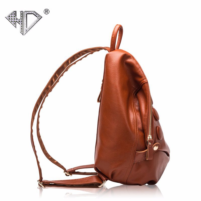 First Layer Cowhide Lychee Pattern Female Backpacks