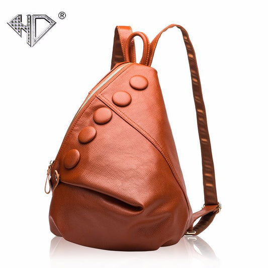 First Layer Cowhide Lychee Pattern Female Backpacks