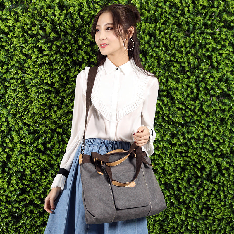 Women's Canvas Retro Fashion Portable Korean Style Crossbody Bags
