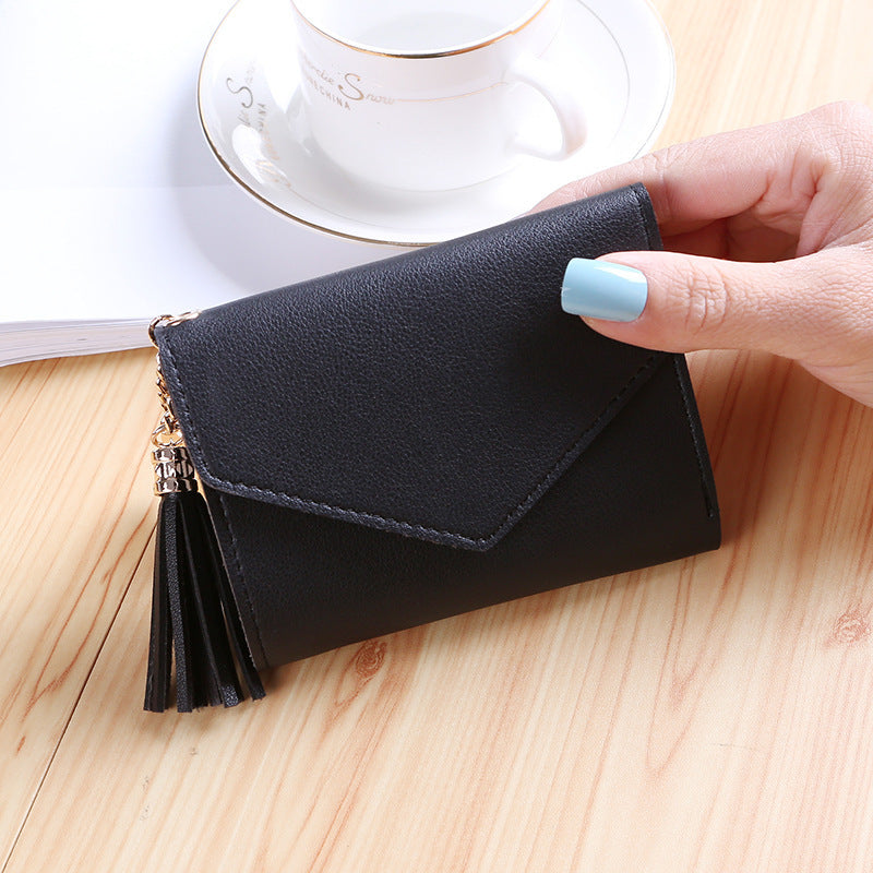 Women's Fashion Short Version Cute Refreshing Tassel Ladies Wallet