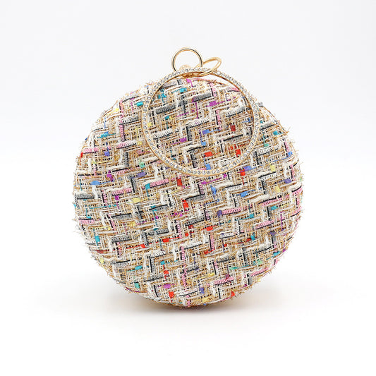 Women's Style Dinner Round Woolen Clutch Grade Evening Bags