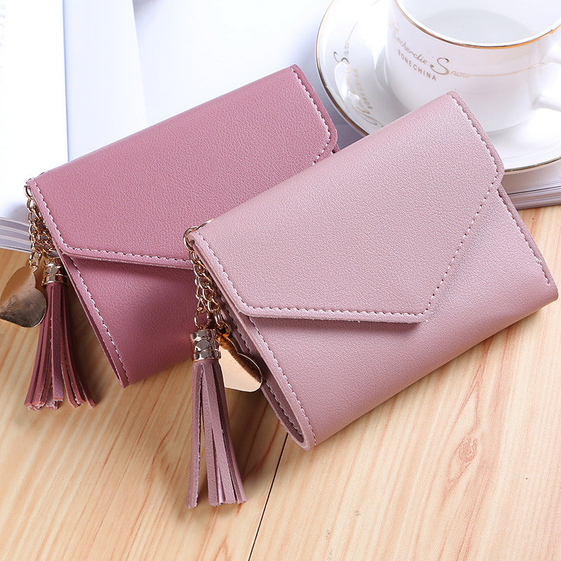Women's Fashion Short Version Cute Refreshing Tassel Ladies Wallet