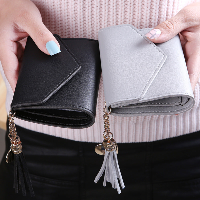 Women's Fashion Short Version Cute Refreshing Tassel Ladies Wallet