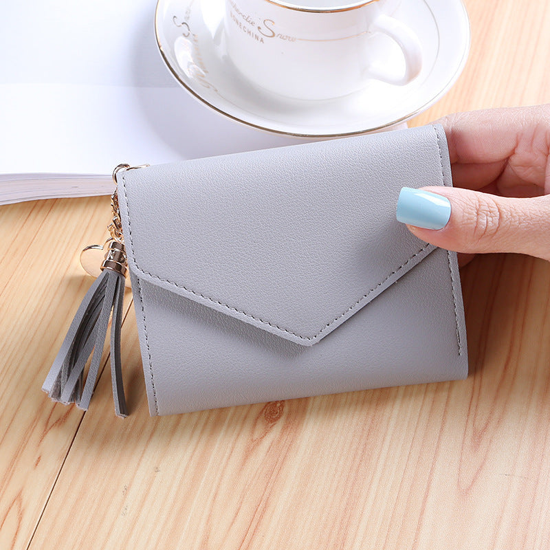 Women's Fashion Short Version Cute Refreshing Tassel Ladies Wallet