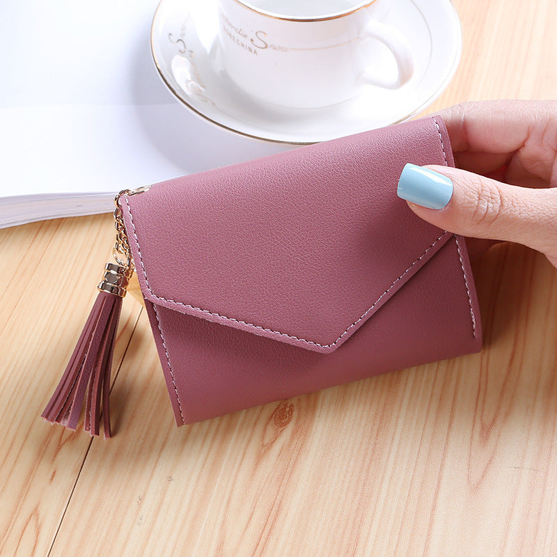 Women's Fashion Short Version Cute Refreshing Tassel Ladies Wallet
