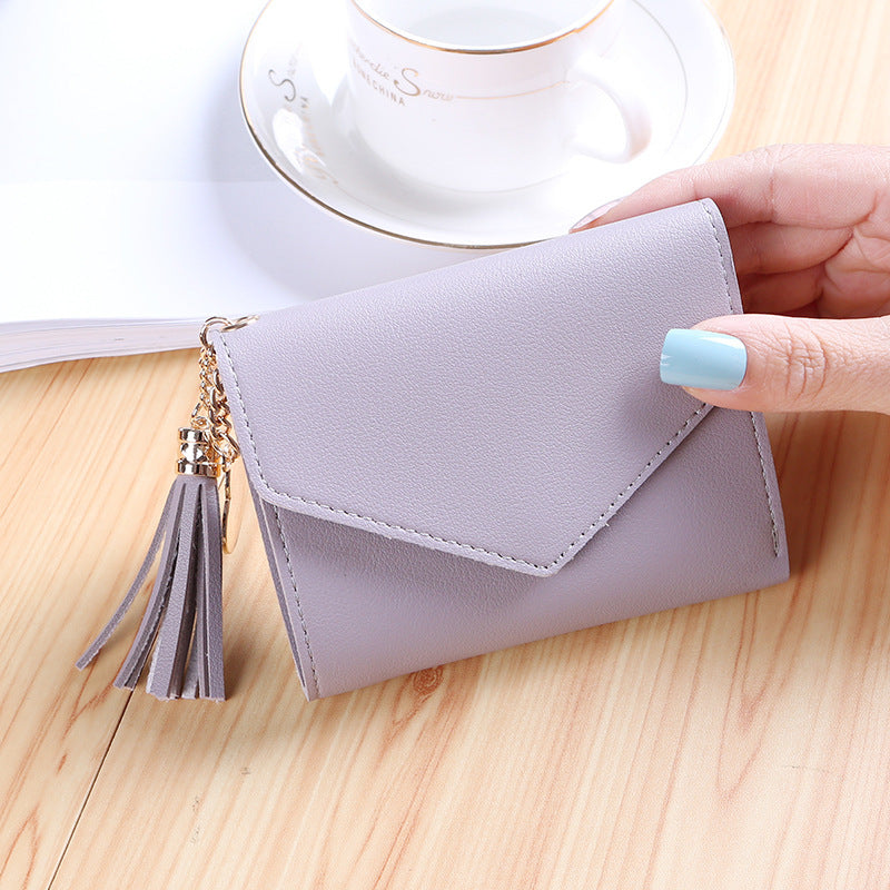 Women's Fashion Short Version Cute Refreshing Tassel Ladies Wallet