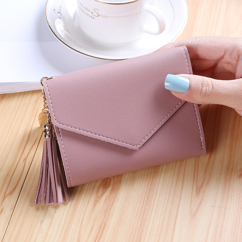 Women's Fashion Short Version Cute Refreshing Tassel Ladies Wallet