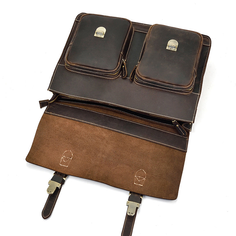 Men's Crazy Horse Leather Genuine Computer Work For Men's Briefcases