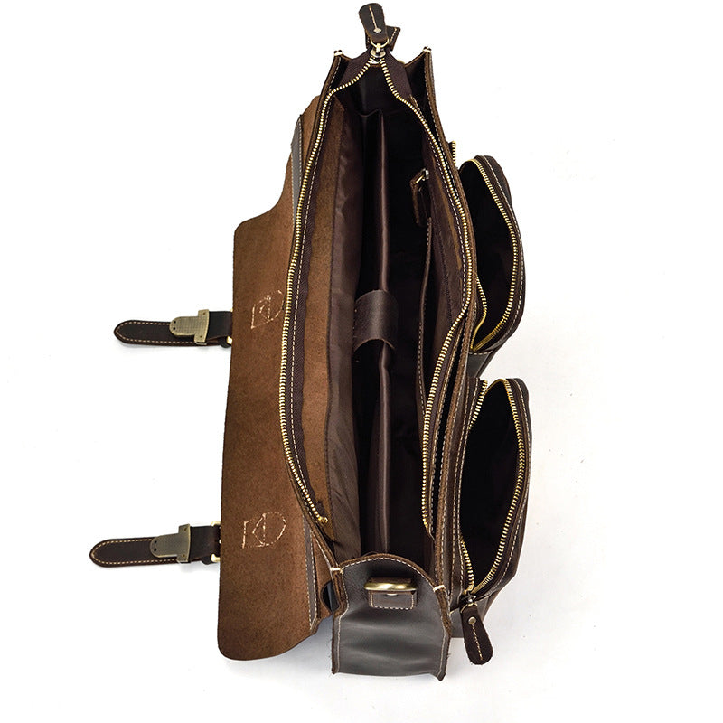 Men's Crazy Horse Leather Genuine Computer Work For Men's Briefcases