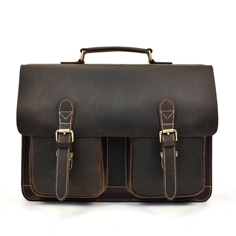 Men's Crazy Horse Leather Genuine Computer Work For Men's Briefcases