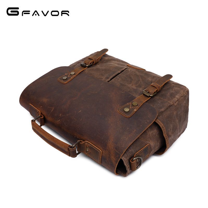 Men's Retro Crazy Horse Leather Oil Wax Shoulder Bags