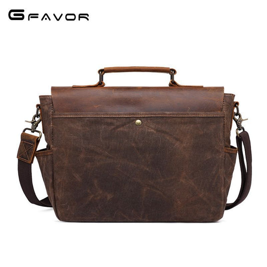 Men's Retro Crazy Horse Leather Oil Wax Shoulder Bags