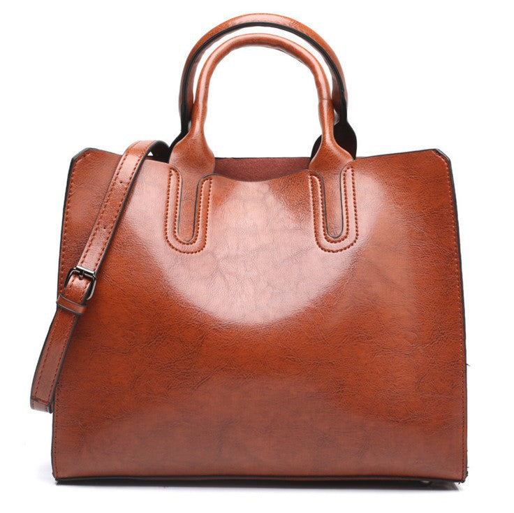 Glamorous Women's Fashion Oil Leather Simple Bags