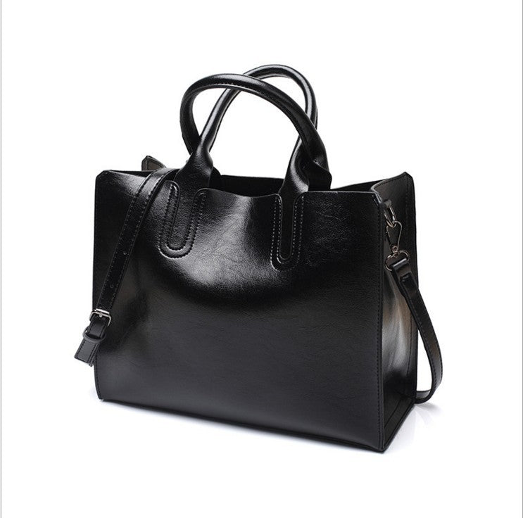 Glamorous Women's Fashion Oil Leather Simple Bags