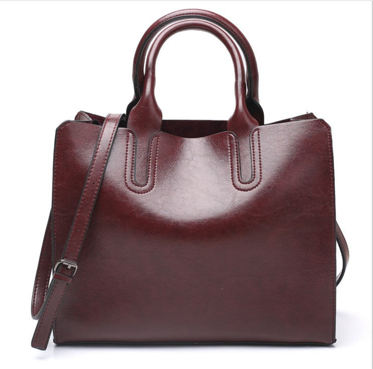 Glamorous Women's Fashion Oil Leather Simple Bags