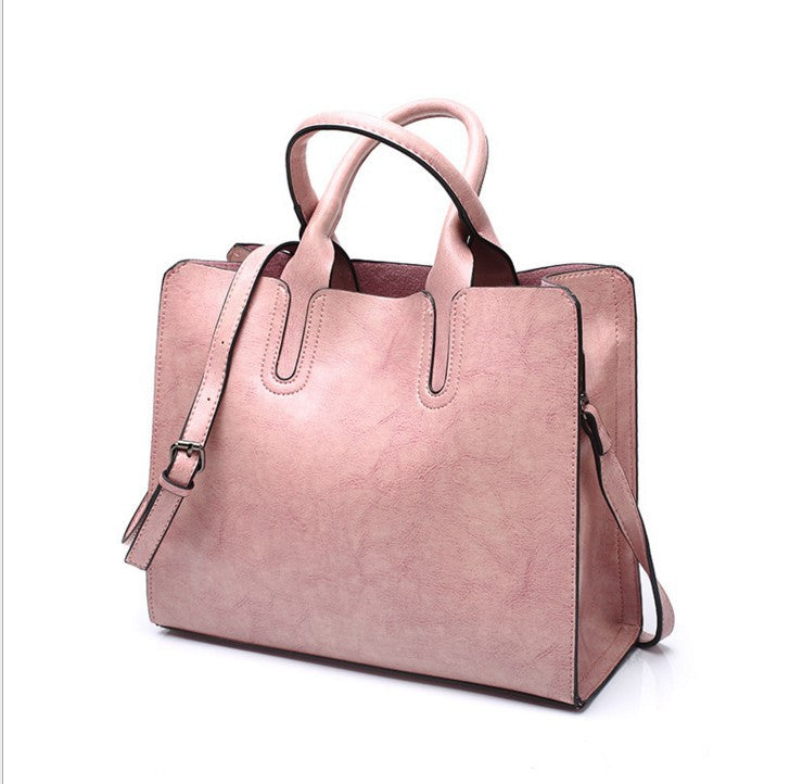 Glamorous Women's Fashion Oil Leather Simple Bags
