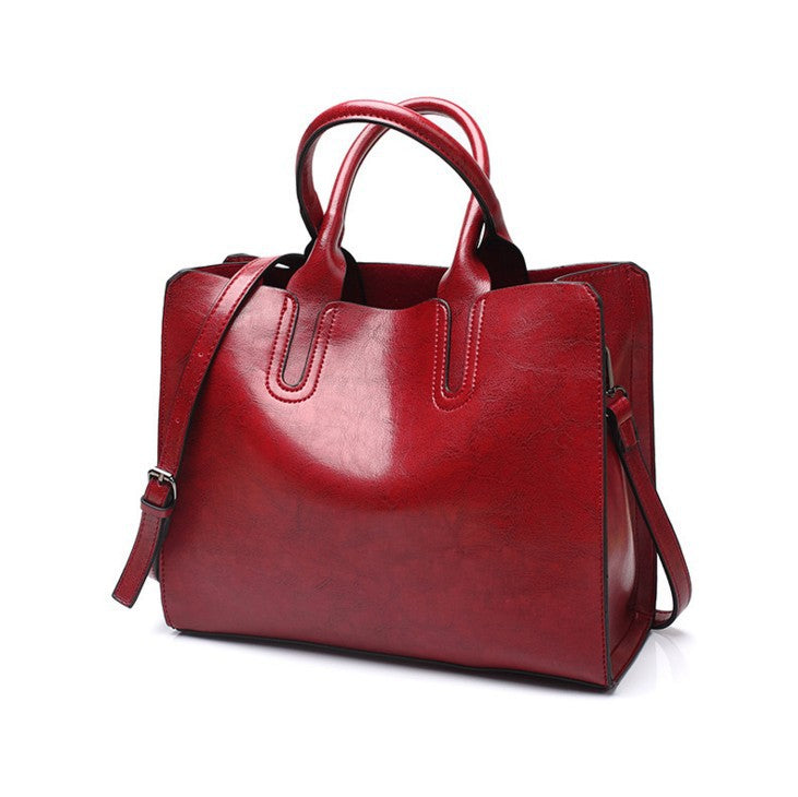 Glamorous Women's Fashion Oil Leather Simple Bags
