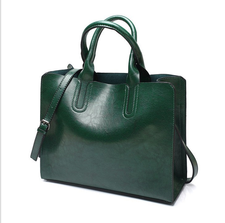 Glamorous Women's Fashion Oil Leather Simple Bags