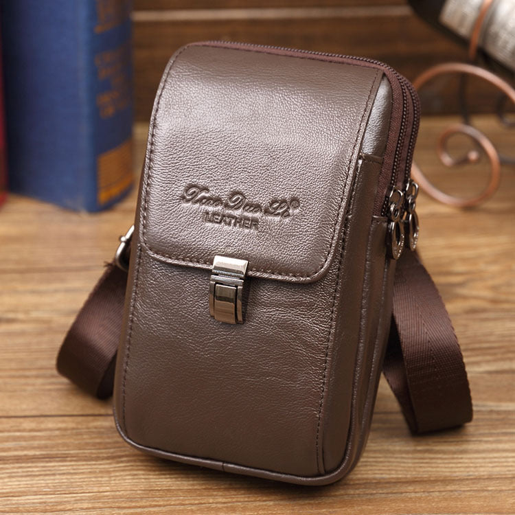 Men's Mini Cross Body Cowhide Leather Men's Waist Packs