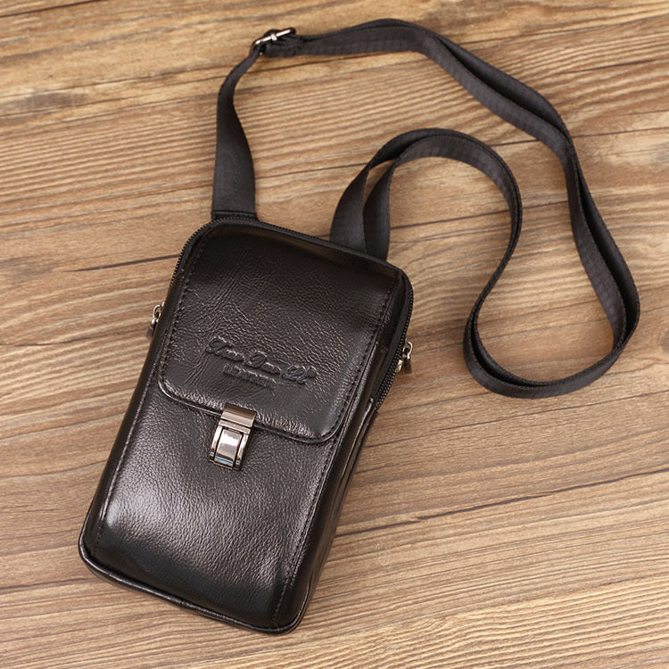 Men's Mini Cross Body Cowhide Leather Men's Waist Packs