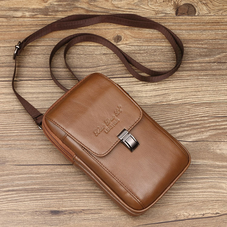 Men's Mini Cross Body Cowhide Leather Men's Waist Packs