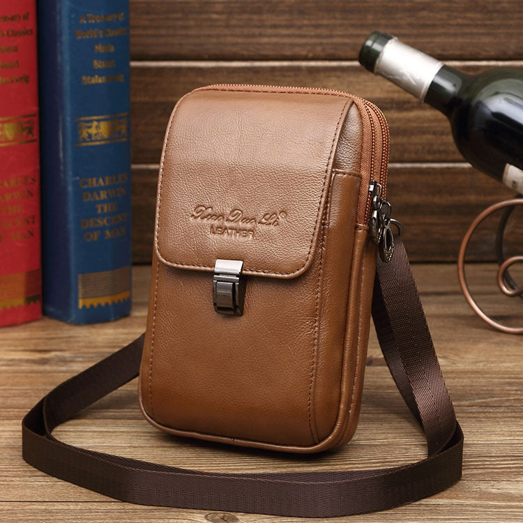 Men's Mini Cross Body Cowhide Leather Men's Waist Packs