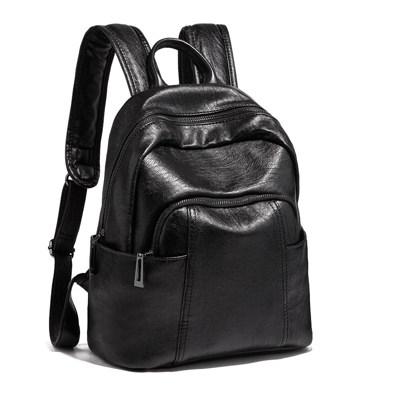 Women's Korean Fashionable Soft Leather College Backpacks