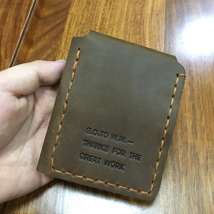 Men's Crazy Horse Leather Handmade Trifold Personality Retro Men's Wallets