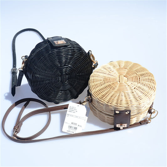 Women's Rattan Round Cake Straw Beach Woven Crossbody Bags