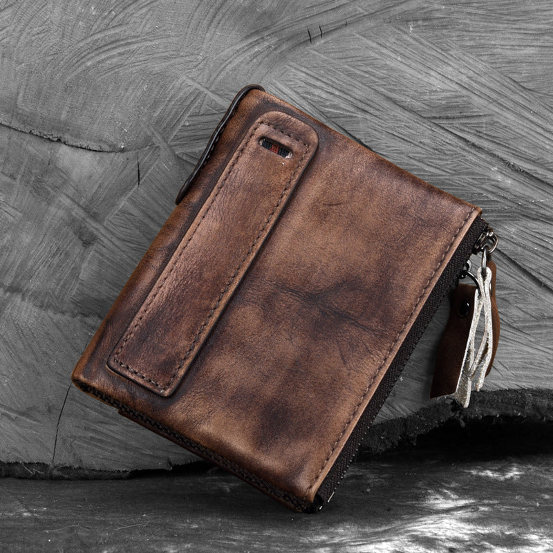 Men's Genuine Leather Retro Cowhide Large Capacity Men's Wallets