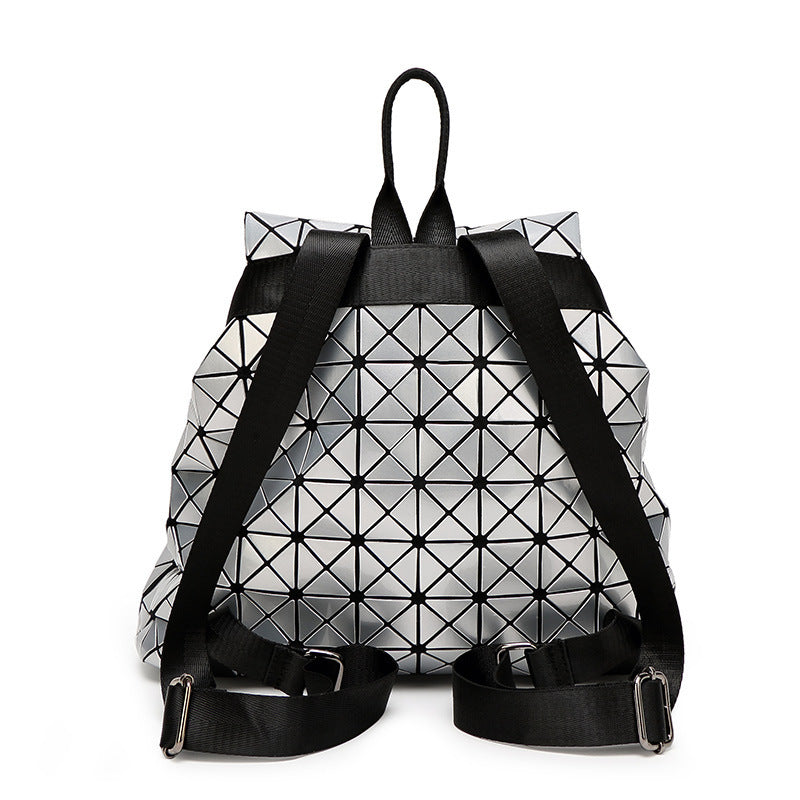 Women's Geometric Laser Cube Patent Leather Rhombus Backpacks