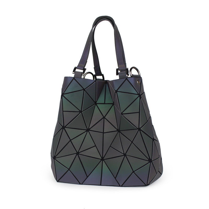 Women's Geometric Luminous Size Rhombus Single Folding Handbags