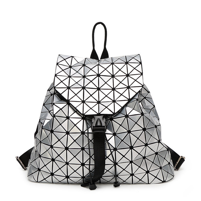 Women's Geometric Laser Cube Patent Leather Rhombus Backpacks