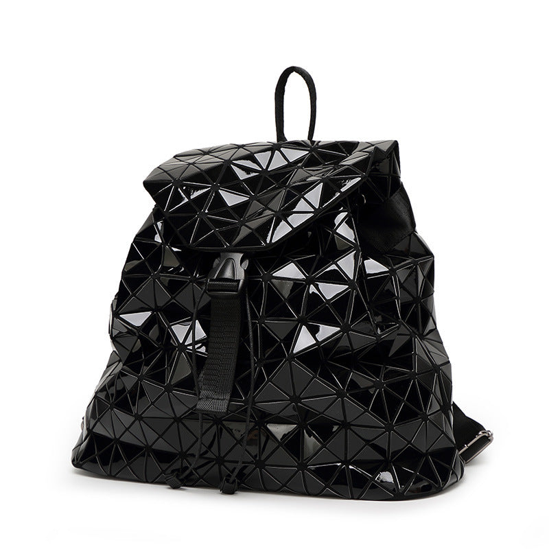 Women's Geometric Laser Cube Patent Leather Rhombus Backpacks