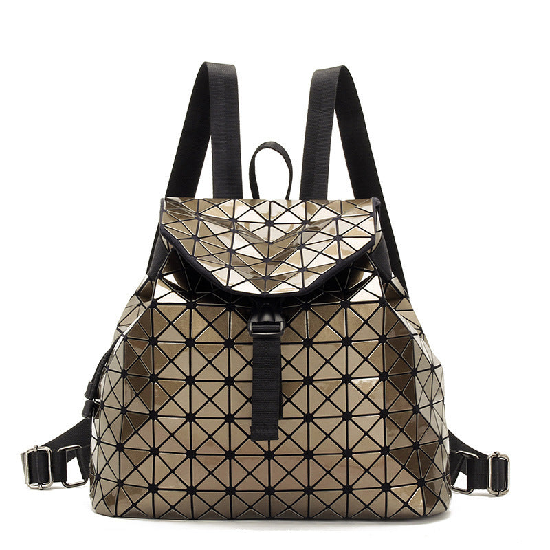 Women's Geometric Laser Cube Patent Leather Rhombus Backpacks