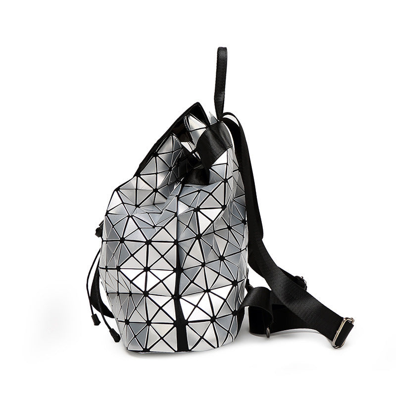 Women's Geometric Laser Cube Patent Leather Rhombus Backpacks