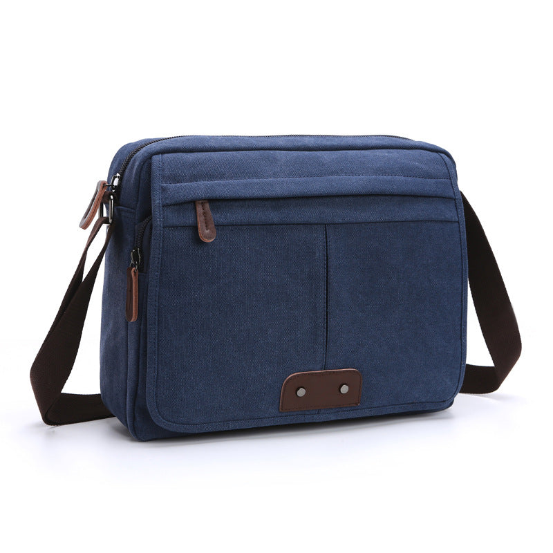 Men's Single Solid Color Canvas Fashion Men's Messenger Bags