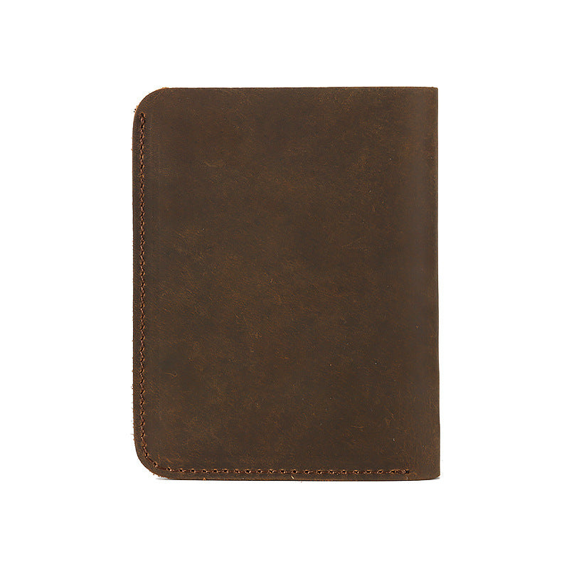Men's Crazy Horse Leather Vertical Short First Men's Wallets